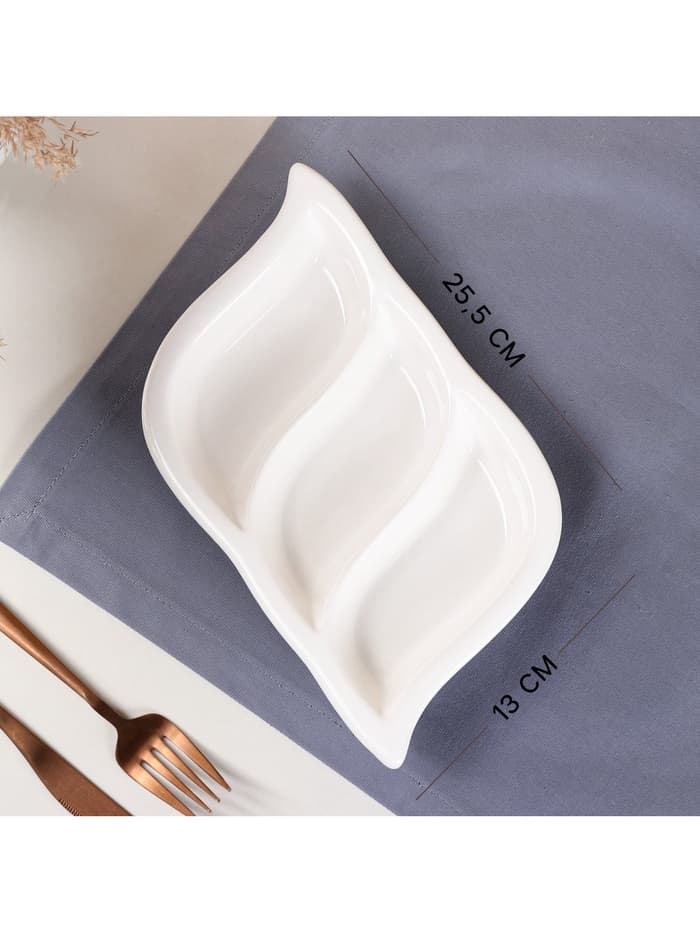 Менажница Керамика ручной работы «Тройная», 3 секции,, белая, 1 сорт, Иран