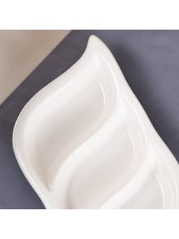 Менажница Керамика ручной работы «Тройная», 3 секции,, белая, 1 сорт, Иран