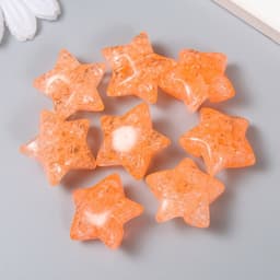 Бусина для рукоделия и плетения «Арт Узор. Звезда. Колотый лёд», пластик, прозрачно-коралловая, 1.3×2.6×2.6 см