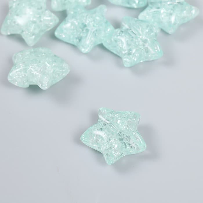 Бусина для рукоделия и плетения «Арт Узор. Звезда. Колотый лёд», пластик, прозрачно-зелёная, 1.3×2.6×2.6 см