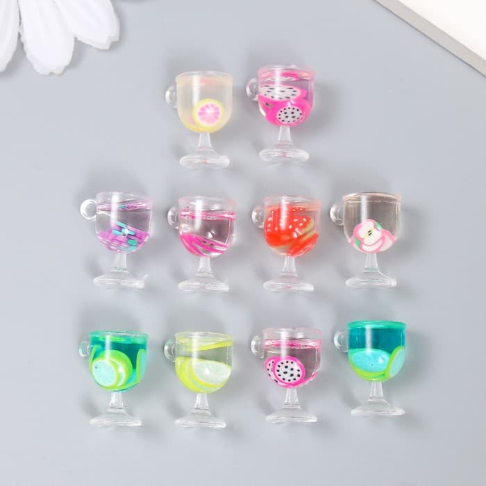 Декор для творчества пластик «Лимонад в бокале», 2×1.5×1.1 см, МИКС