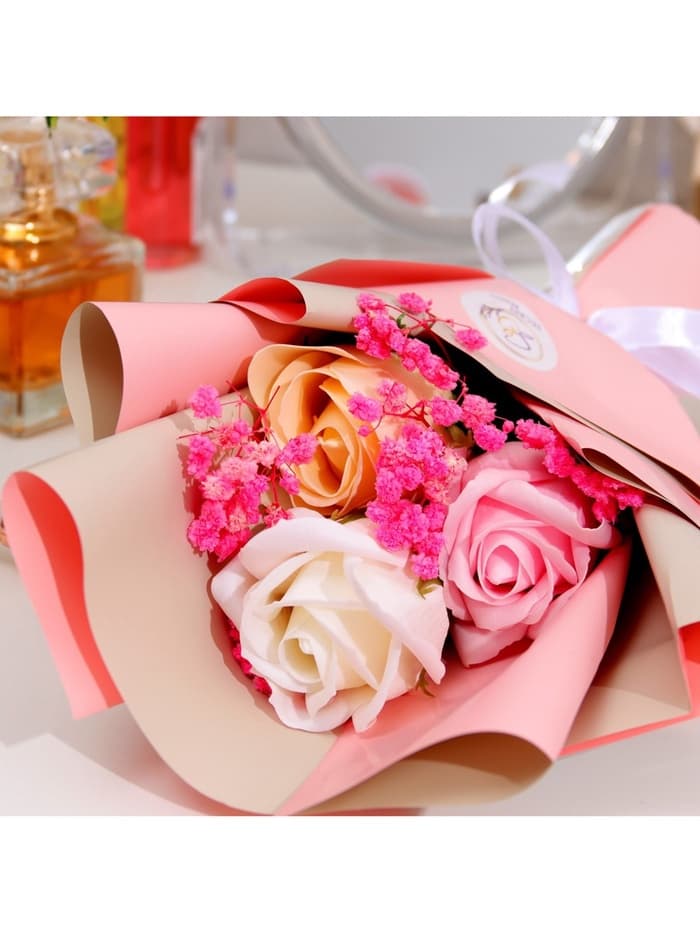 Букет мыльных роз, премиальный, 3 шт.