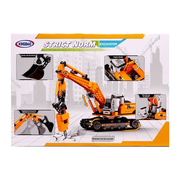 Конструктор Техно XINBIDA «Гусеничный экскаватор», 722 детали