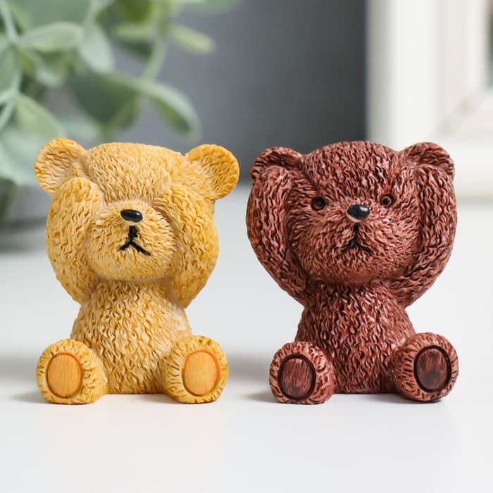 Фигурка полистоун «Мишка: не слышу, не вижу, не скажу», 4×2.5×3 см, МИКС