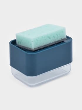 Дозатор для моющего средства с подставкой для губки Raccoon, губка в комплекте, синий