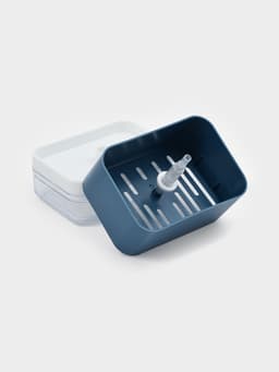 Дозатор для моющего средства с подставкой для губки Raccoon, губка в комплекте, синий