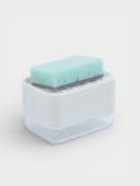 Дозатор для моющего средства с подставкой для губки Raccoon, губка в комплекте, белый