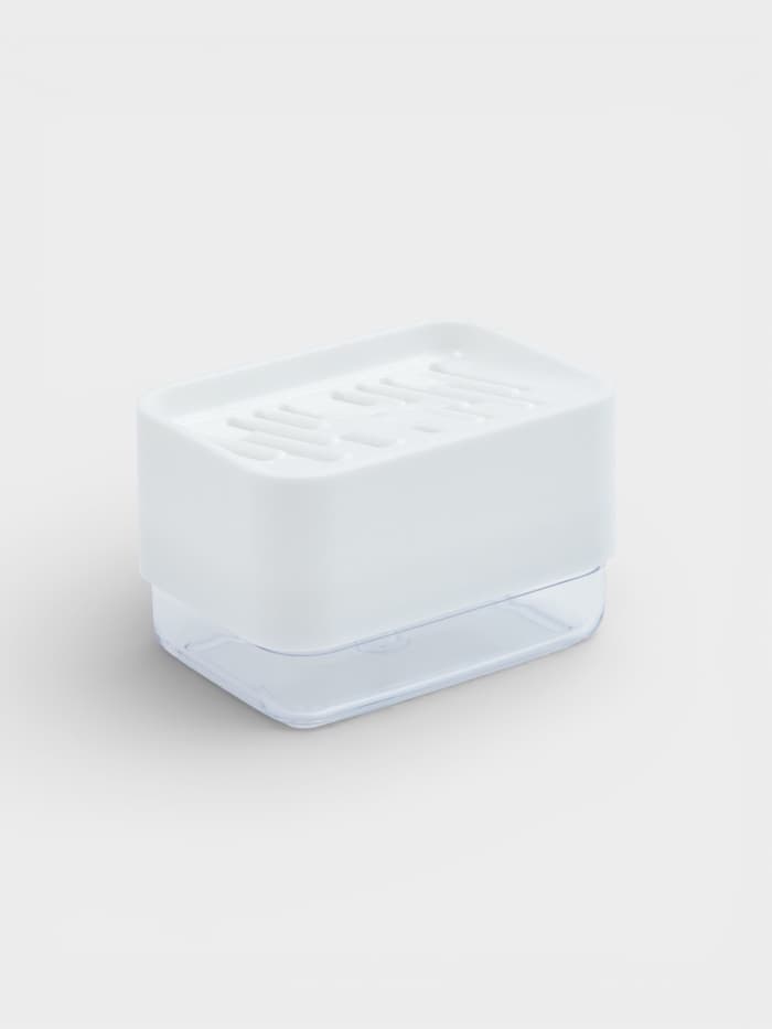 Дозатор для моющего средства с подставкой для губки Raccoon, губка в комплекте, белый