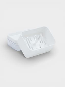 Дозатор для моющего средства с подставкой для губки Raccoon, губка в комплекте, белый