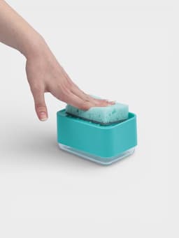 Дозатор для моющего средства с подставкой для губки Raccoon, губка в комплекте, бирюзовый