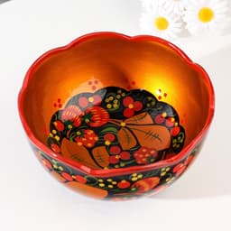 Салатник деревянный хохлома «Резной», 15-16×7 см