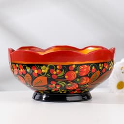 Салатник деревянный хохлома «Резной», 15-16×7 см