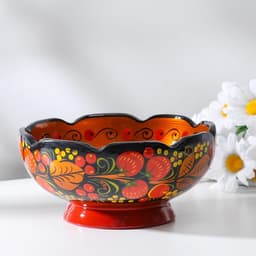 Салатник деревянный хохлома «Резной», 15-16×7 см