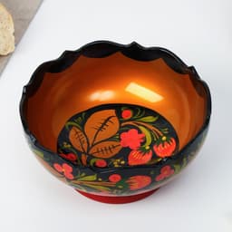 Салатник деревянный хохлома «Резной», 15-16×7 см