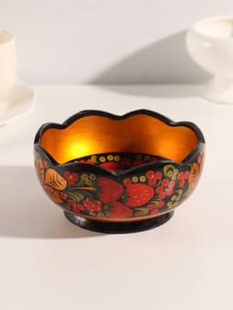 Салатник деревянный хохлома «Резной», 15-16×7 см