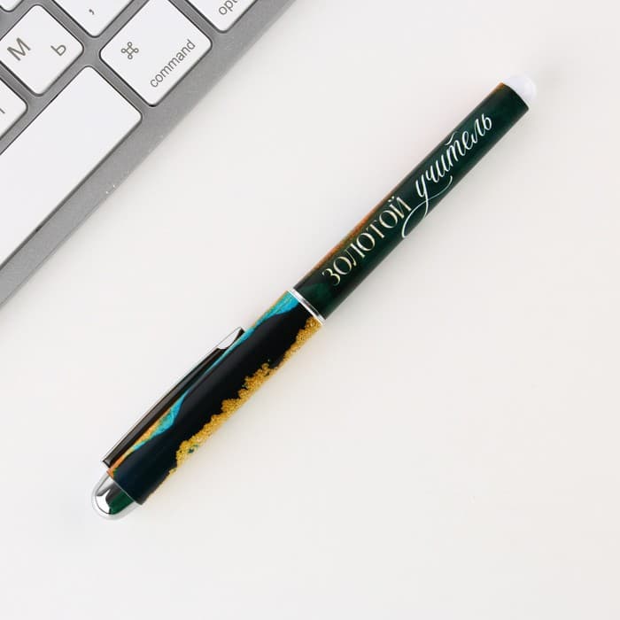 Ручка шариковая, синяя паста, 1 мм, пластик, в открытке «Лучшему учителю в мире»