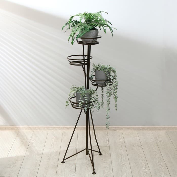 Подставка для цветов, напольная, на 4 горшка, d=17 см, бронзовая, «Консул»