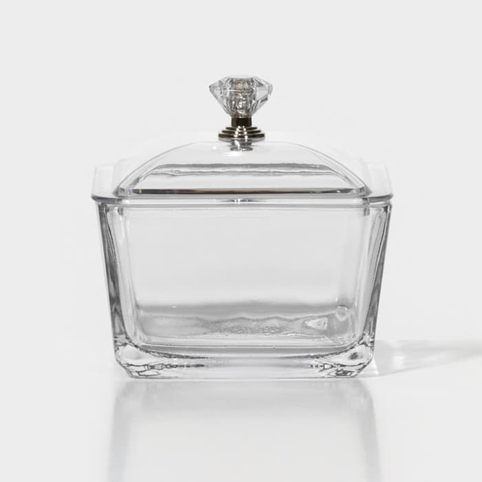 Менажница «Голд», 19.5×19.5 см, на бамбуковой подставке, с крышками, стекло, прозрачная