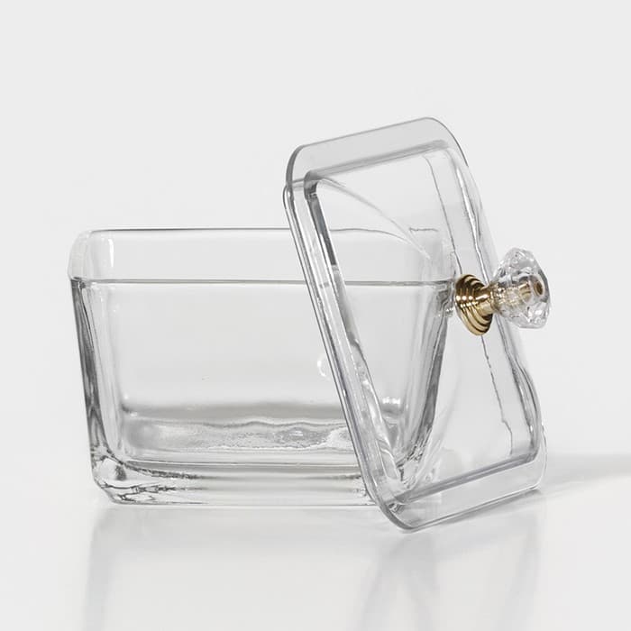 Менажница «Голд», 19.5×19.5 см, на бамбуковой подставке, с крышками, стекло, прозрачная