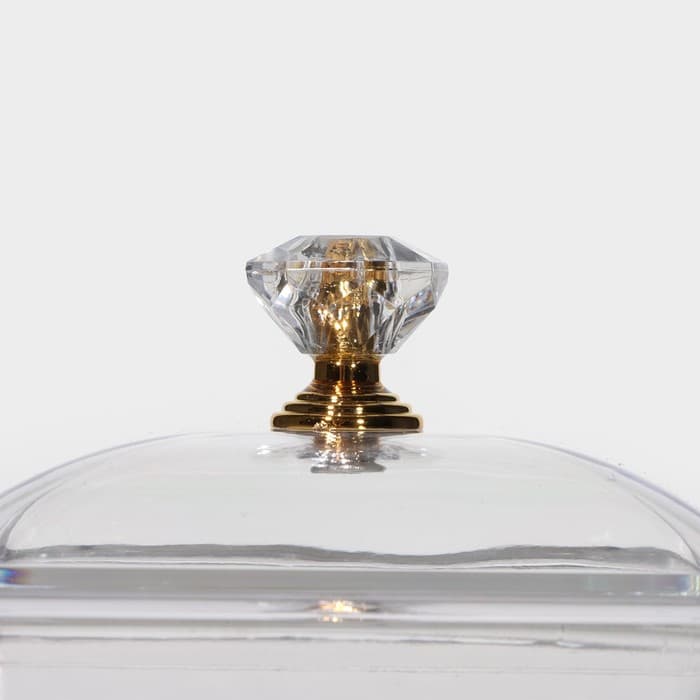 Менажница «Голд», 19.5×19.5 см, на бамбуковой подставке, с крышками, стекло, прозрачная