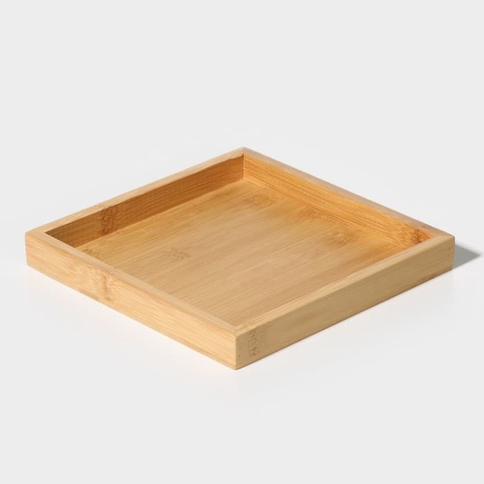 Менажница «Голд», 19.5×19.5 см, на бамбуковой подставке, с крышками, стекло, прозрачная