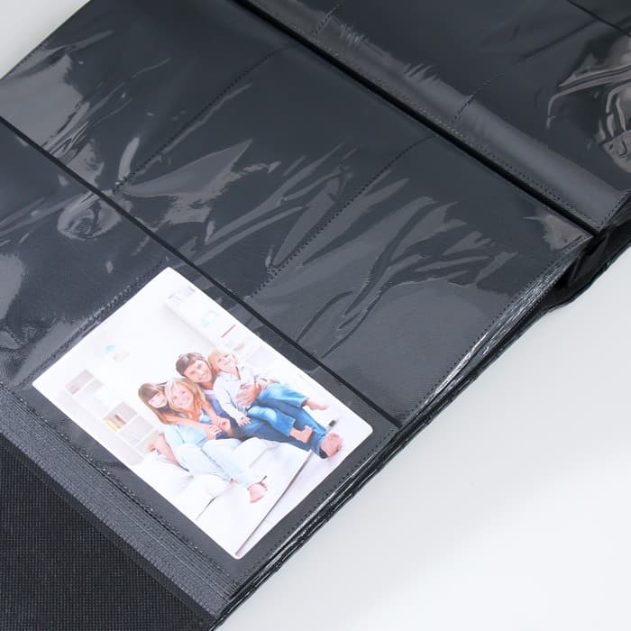 Фотоальбом на 600 фото 10х15 "Каретная стяжка" кожзам, чёрный 33,5х34,5х5,5 см
