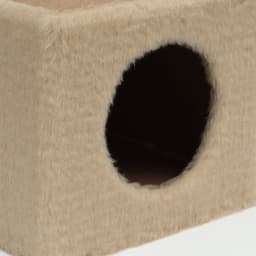 Домик для животных с когтеточкой, 32×32×64 см, с полкой, джут, бежевый