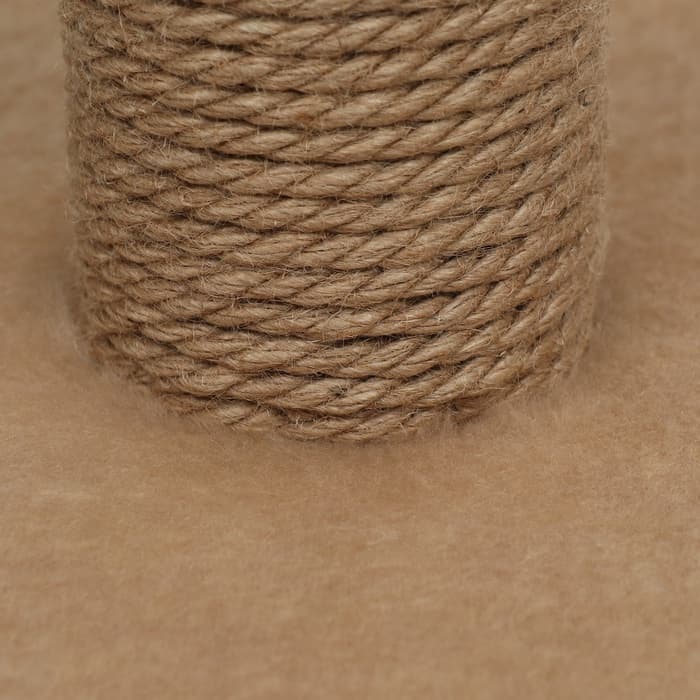 Домик для животных с когтеточкой, 32×32×64 см, с полкой, джут, бежевый