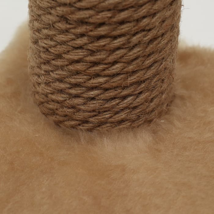 Домик для кошек с когтеточкой, 37×37×111 см, с двумя полками, джут, бежевый