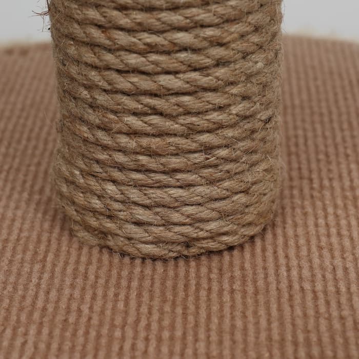 Домик для кошек с когтеточкой круглый, джут, 35×35×64 см, бежевый