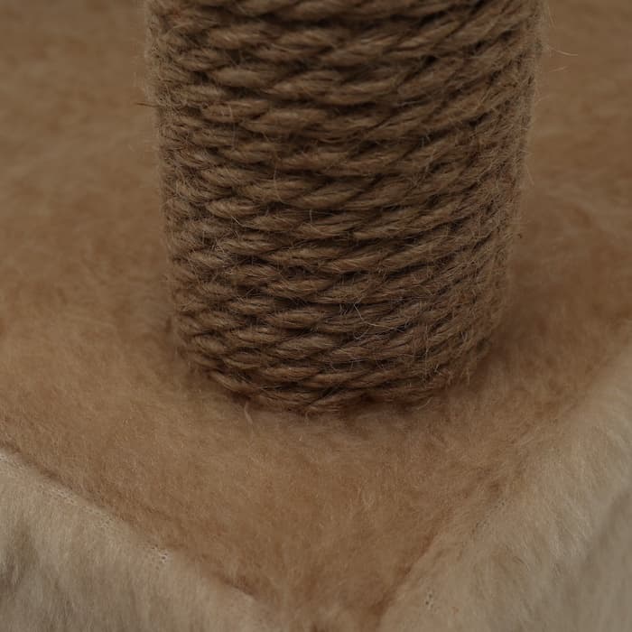 Комплекс для кошек с когтеточкой, 37×37×120 см, с домиком и 2 полками, бежевый