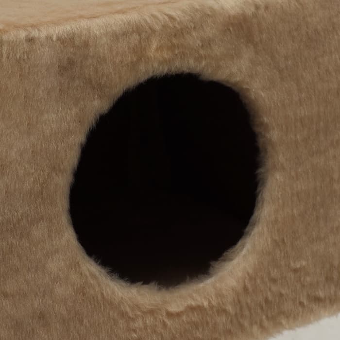 Комплекс для кошек с когтеточкой, 37×37×120 см, с домиком и 2 полками, бежевый
