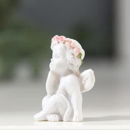 Фигурка полистоун «Ангелок-милашка в венке из роз», 3×2×2 см, МИКС