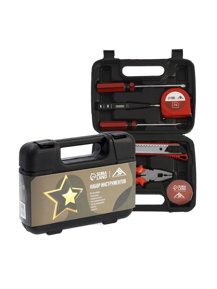Набор инструментов в кейсе ЛОМ «23 ФЕВРАЛЯ», в подарочной упаковке, 7 предметов