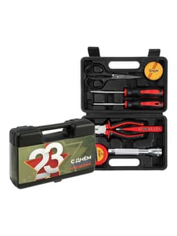 Набор инструментов в кейсе ТУНДРА «23 ФЕВРАЛЯ», в подарочной упаковке, 8 предметов