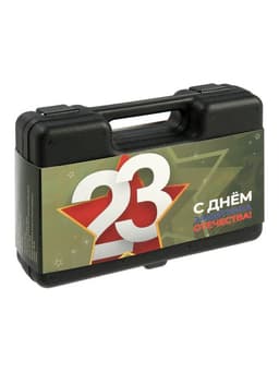 Набор инструментов в кейсе ТУНДРА «23 ФЕВРАЛЯ», в подарочной упаковке, 8 предметов
