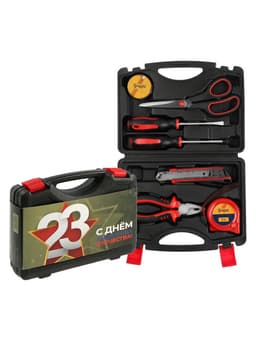 Набор инструментов в кейсе ТУНДРА «23 ФЕВРАЛЯ», в подарочной упаковке, 7 предметов
