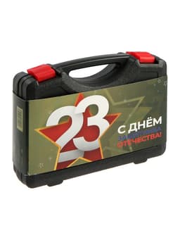 Набор инструментов в кейсе ТУНДРА «23 ФЕВРАЛЯ», в подарочной упаковке, 7 предметов