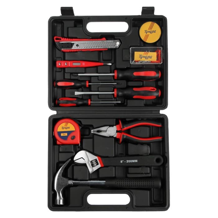 Набор инструментов в кейсе ТУНДРА «23 ФЕВРАЛЯ», в подарочной упаковке, 12 предметов