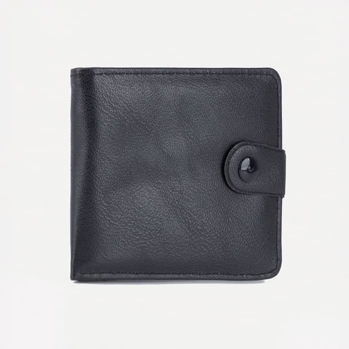 Портмоне мужское на кнопке, отдел для купюр, для карт, чёрное