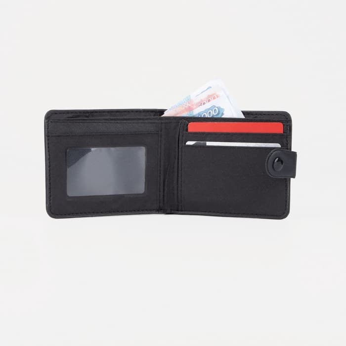 Портмоне мужское на кнопке, отдел для купюр, для карт, чёрное