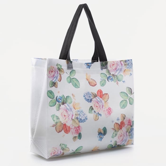 Сумка хозяйственная без застёжки, 32×10×27 см, белая/разноцветная