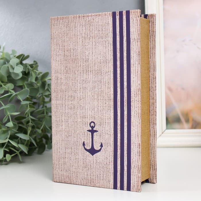 Шкатулка книга - сейф «Якорь», дерево и искусственная кожа, с замком, 21×13×5 см