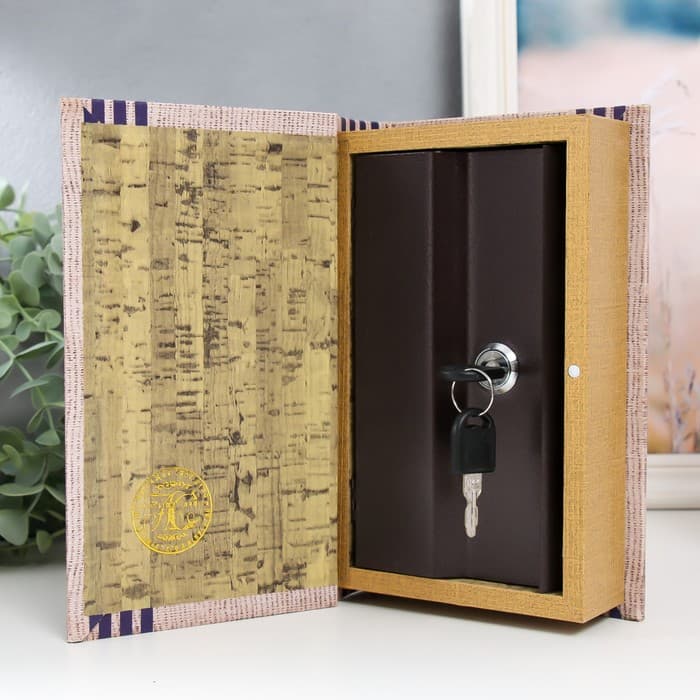Шкатулка книга - сейф «Якорь», дерево и искусственная кожа, с замком, 21×13×5 см