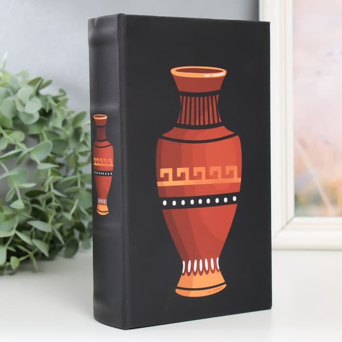 Шкатулка книга - сейф «Греческая ваза», дерево, искусственная кожа, 21×13×5 см