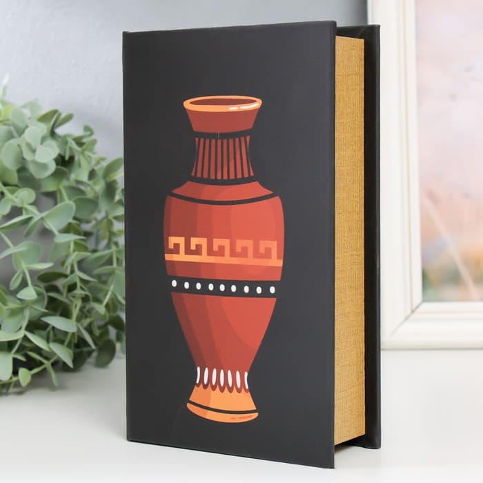 Шкатулка книга - сейф «Греческая ваза», дерево, искусственная кожа, 21×13×5 см
