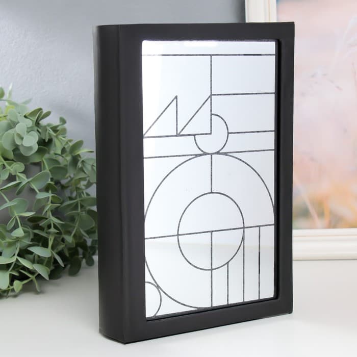 Шкатулка книга - сейф «Геометрия», дерево, искусственная кожа, зеркало 24×16×5 см