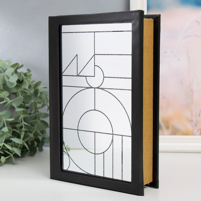 Шкатулка книга - сейф «Геометрия», дерево, искусственная кожа, зеркало 24×16×5 см