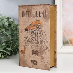 Шкатулка книга - сейф «Тигр в кепке и с трубкой», дерево, искусственная кожа, 21×13×5 см