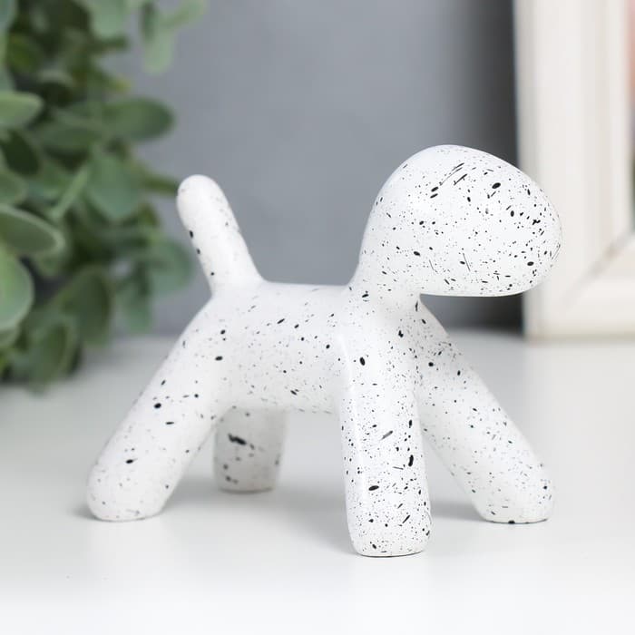 Фигурка полистоун «Собака», белый в крапинку, 10×7.8×5.4 см